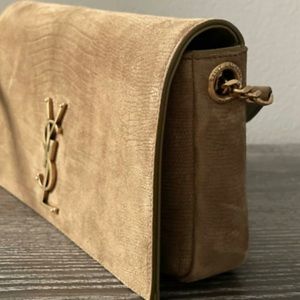 NWT Saint Laurent Green Lizard Kate Shoulder Bag